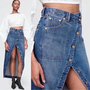 Gap x Cult Gaia Asymmetrical Denim Maxi Skirt Indigo. New with Tag. Size 29/8